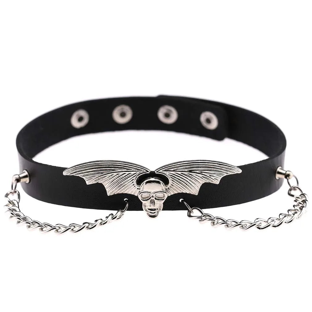 Punk Spike Rivet Leather Choker with Pentagram Pendant for Women W4607-2