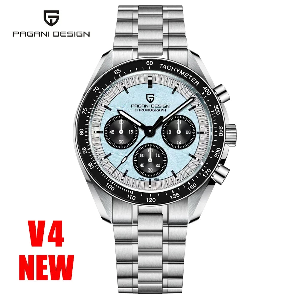 Luxury Men's Quartz Chronograph Watch - PAGANI DESIGN 2025 Ice Blue V4 / CHINA