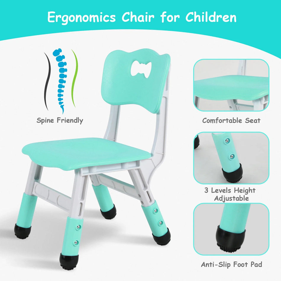 Kõrgusreguleeritav laste toolide komplekt 2 või 4 virnastatavat PP