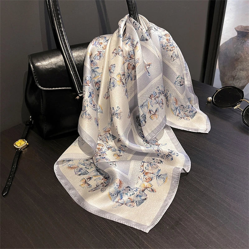 RUNMEIF Luxury 100% Silk Scarf &ndash; Elegant Horse Print Design