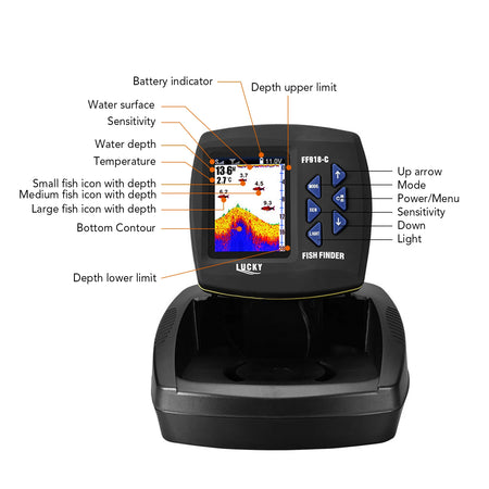 Portable Wireless Sonar Fish Finder with Wired Transducer for Fishing