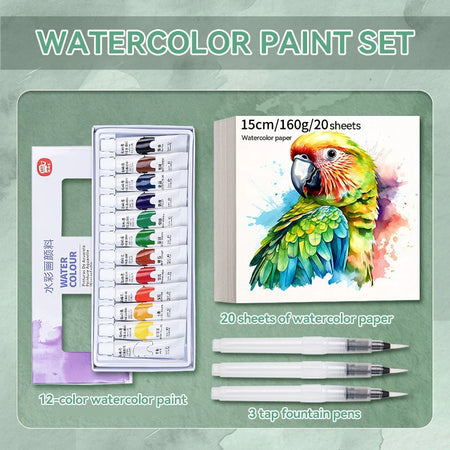 Borrence Watercolor 5ml Tubes &ndash; Vibrant Transparent Colors 12 Colors Full Set