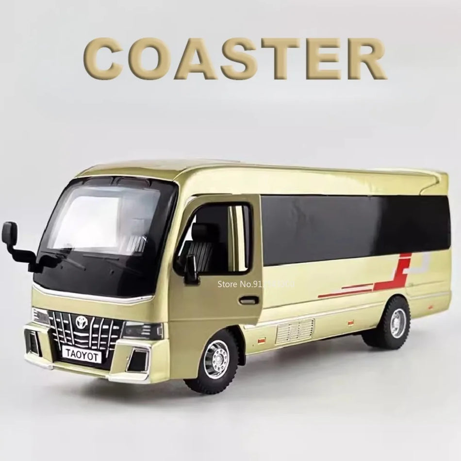1/32 Scale Alloy Diecast Bus Toy with Doors Open Sound and Lights Pull-Back