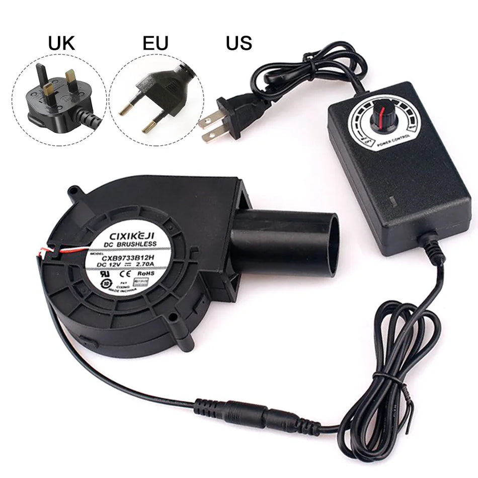 110V 220V Portable Air Blower for Barbecue &amp; Wood Stove - Silent &amp; Adjustable