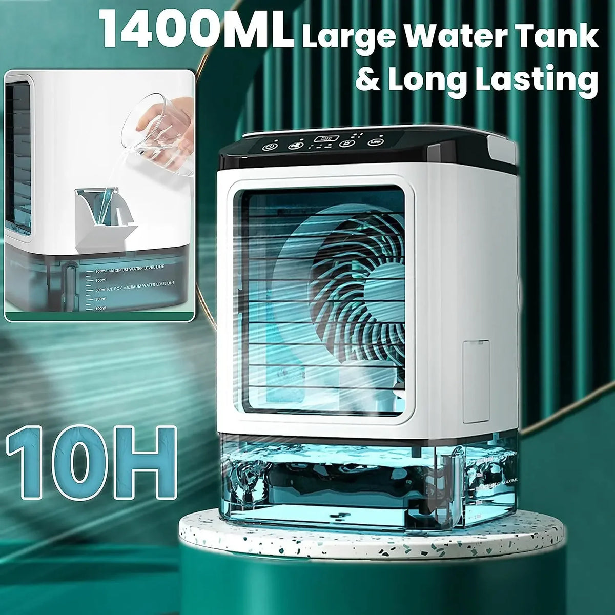 Portable Dual Spray Air Conditioner Fan | 3-Speed Ultrasonic Atomization