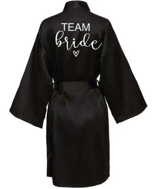 Elegant Team Bride Satin Robe for Weddings TEAM Bride black / S