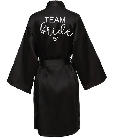 Elegant Team Bride Satin Robe for Weddings TEAM Bride black / S
