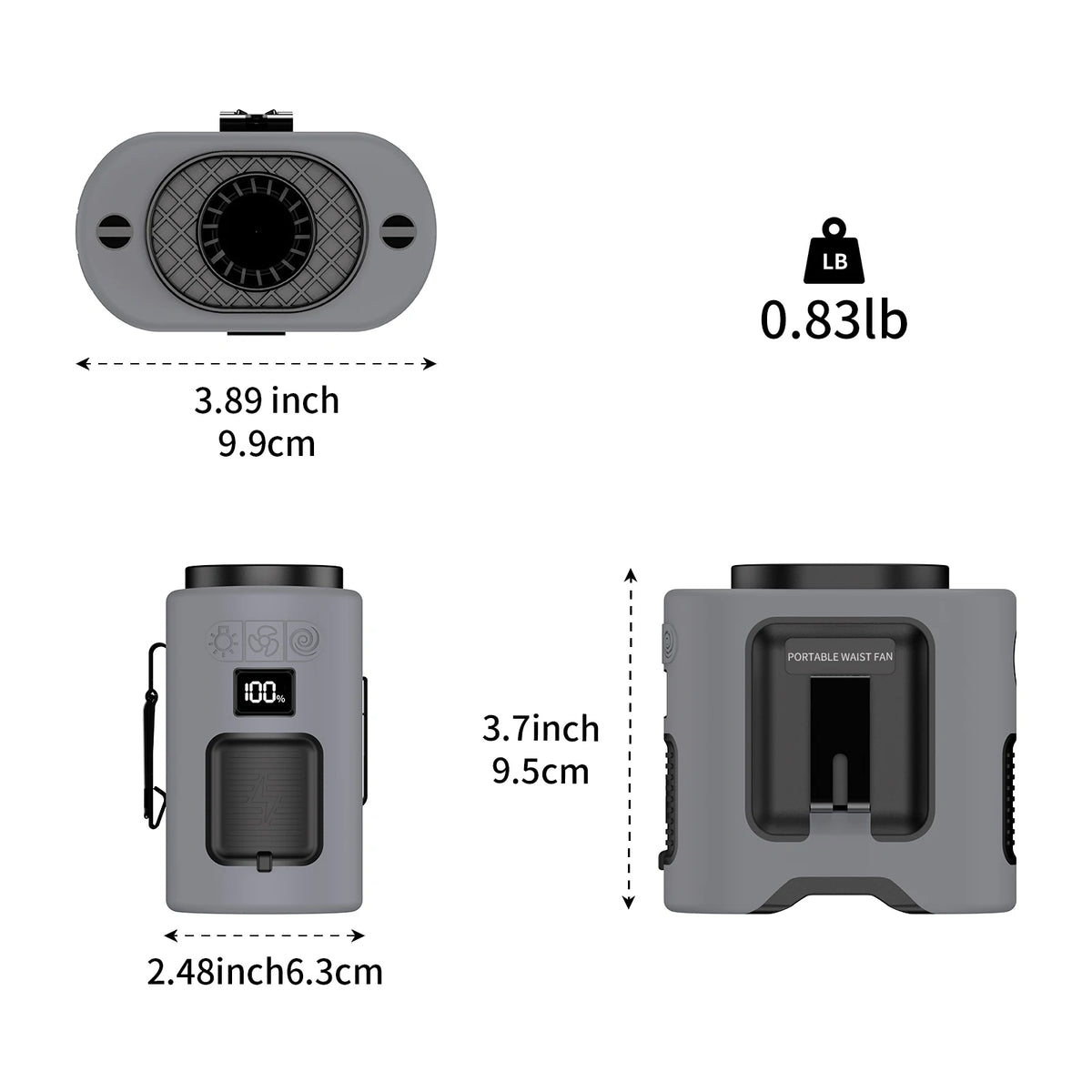 Socool 14500mAh Portable Waist Fan &ndash; 360&deg; Rotating Design with Strong Wind
