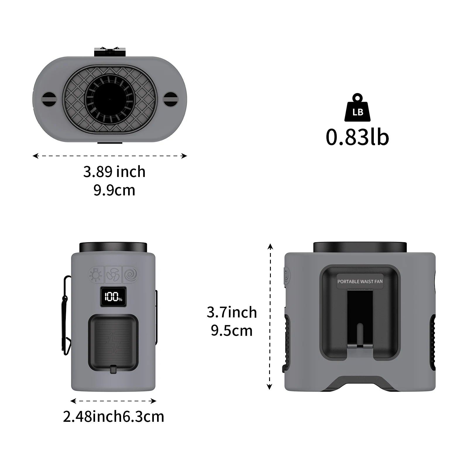 Socool 14500mAh Portable Waist Fan &ndash; 360&deg; Rotating Design with Strong Wind