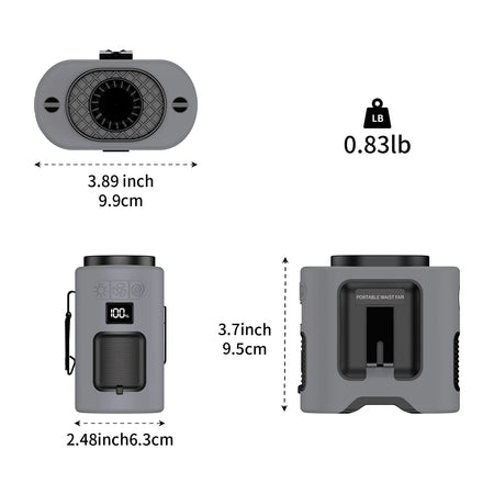 Socool 14500mAh Portable Waist Fan &ndash; 360&deg; Rotating Design with Strong Wind