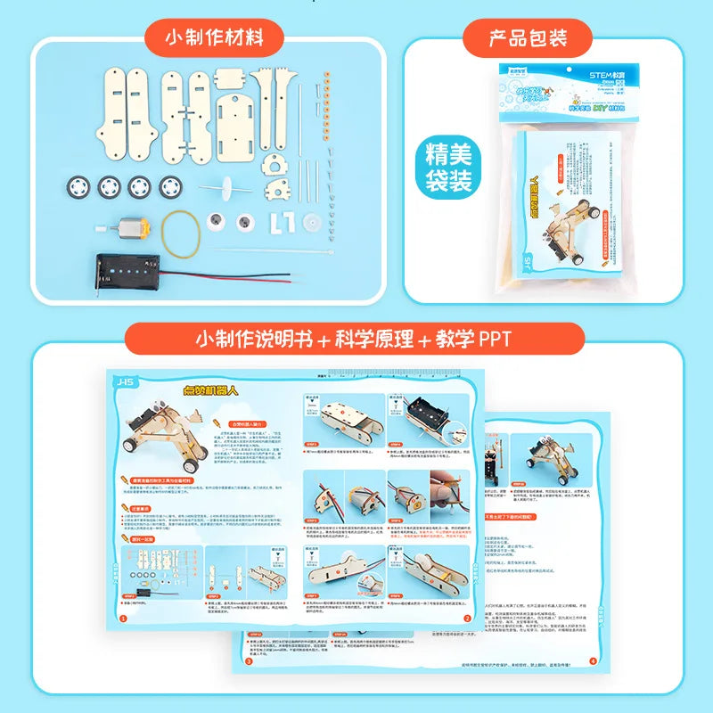 Kit DIY de Robô STEM para Crianças Quebra-Cabeças Educativo de Madeira