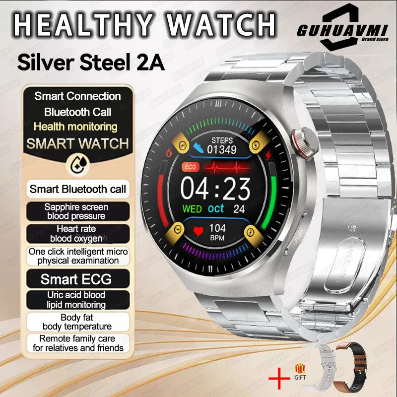 Dody Health Monitoring Smart Watch - ECG And PPG Monitoring Silver Steel 2A / Health Assistant