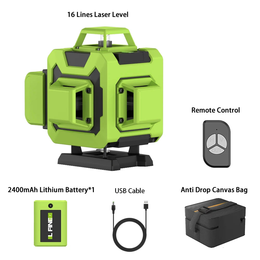 LFINE 4D 16-Line Green Laser Level with Remote Control and Self-Leveling uae30ub2a5 16 line