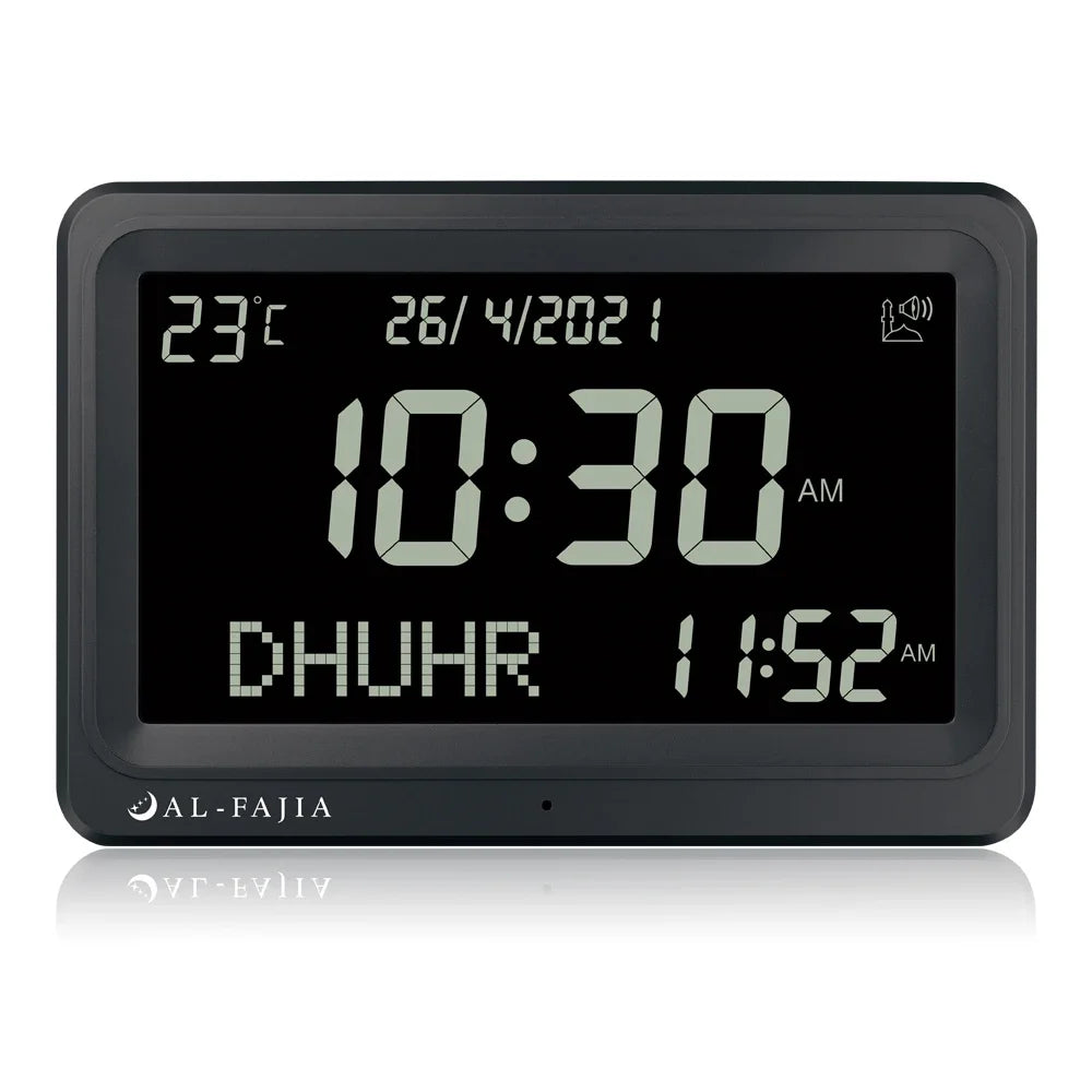 Larger LCD Azan Clock &ndash; Multi-Language Prayer Alerts black