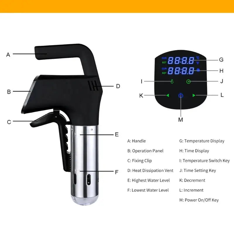 1100W Sous Vide Immersion Circulator LCD Touch Display