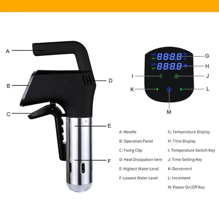 1100W Sous Vide Immersion Circulator LCD Touch Display