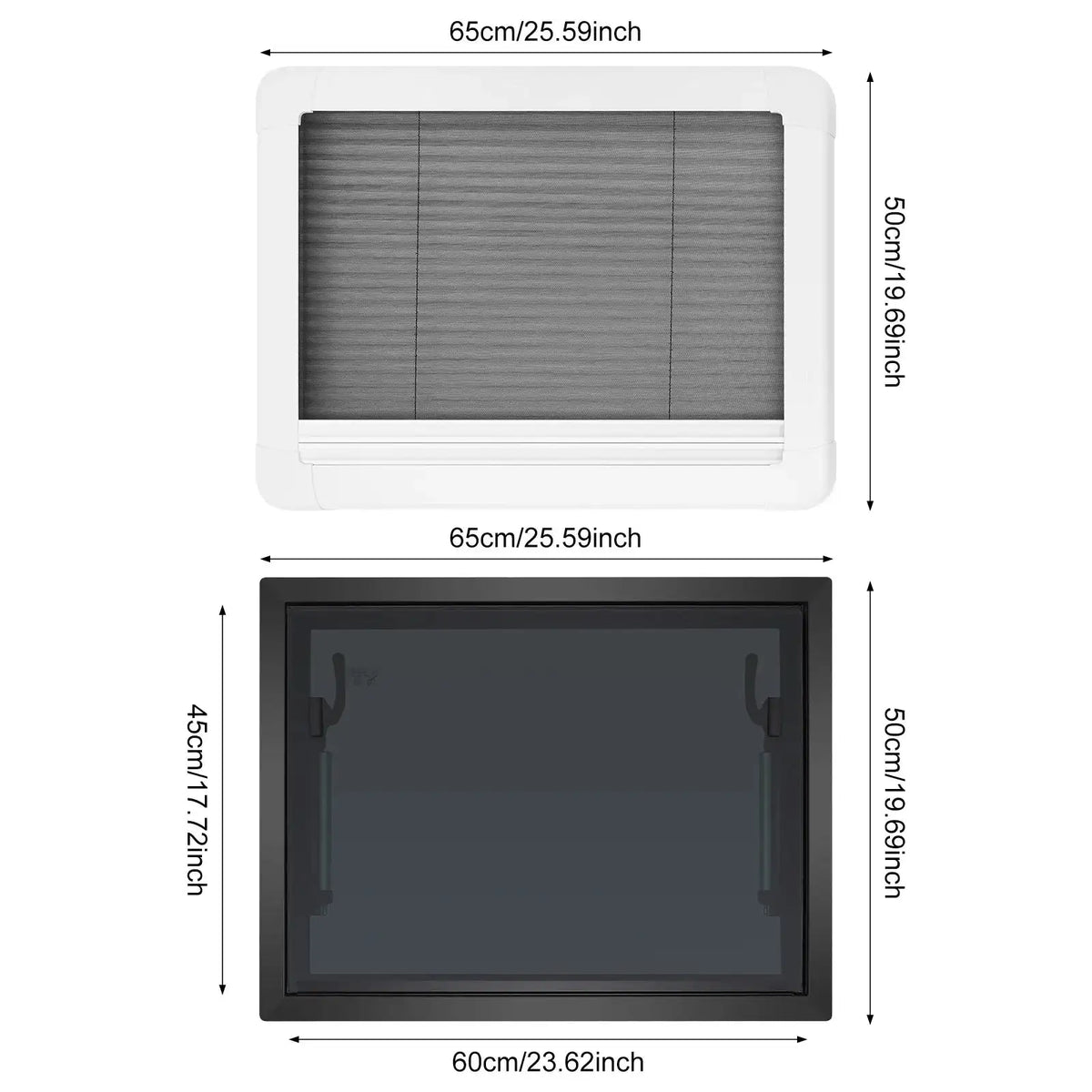 Caravan Ventilation Window 600x450 Skylight &ndash; Insect Screen GRAY / GERMANY