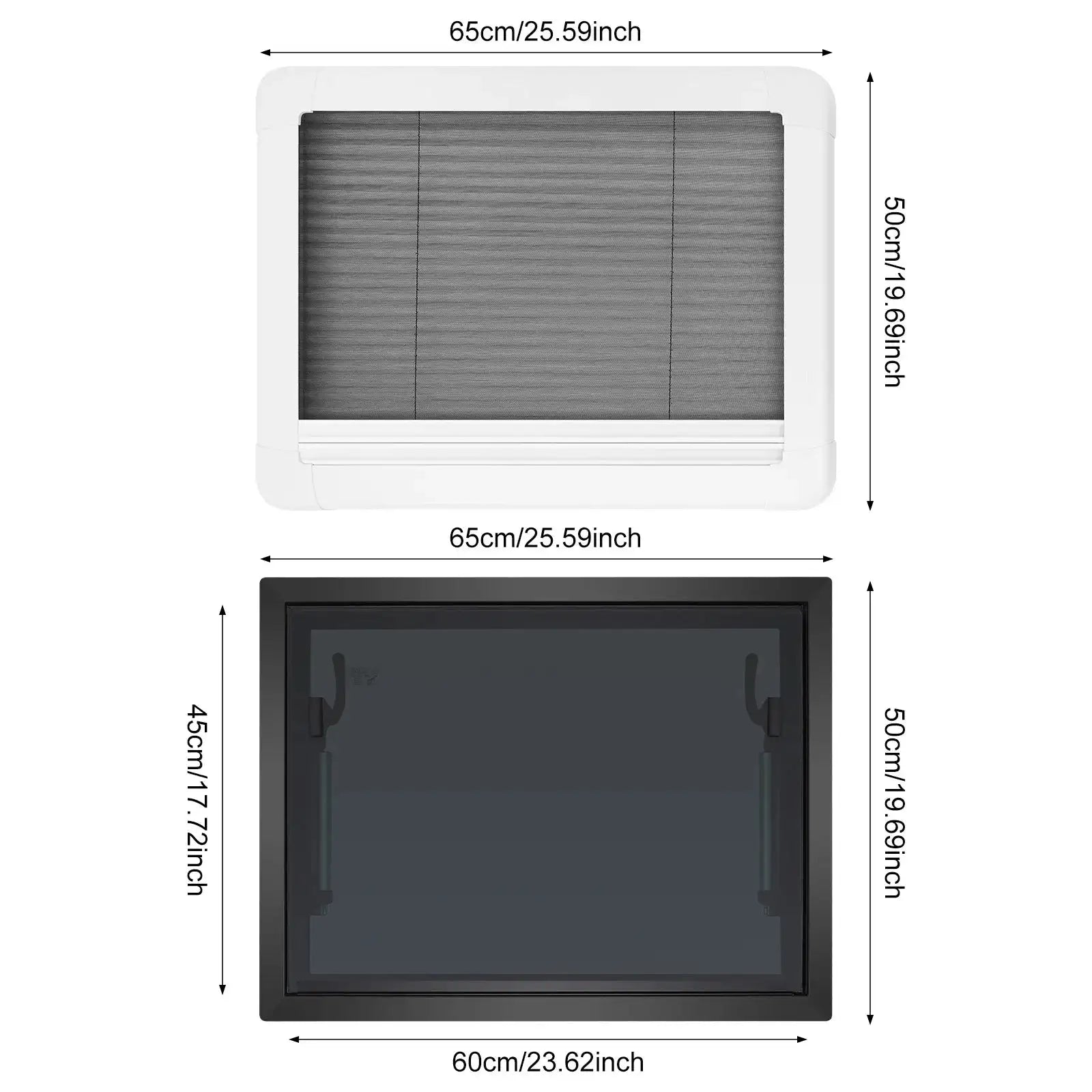 Caravan Ventilation Window 600x450 Skylight &ndash; Insect Screen GRAY / GERMANY