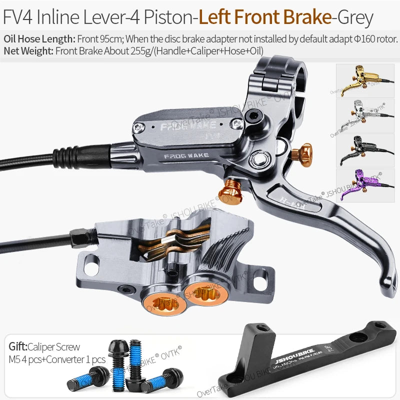 Frog Wake FV4 MTB Hydraulic Disc Brake Kit &ndash; 4 Piston FV4-IN-L-FRNT GREY