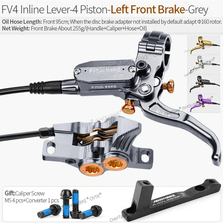 Frog Wake FV4 MTB Hydraulic Disc Brake Kit &ndash; 4 Piston FV4-IN-L-FRNT GREY