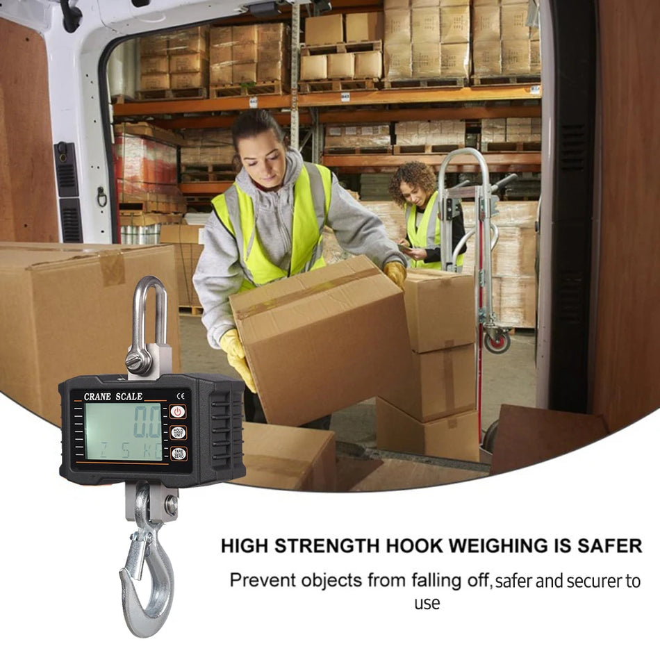 Bilancia Digitale da Appendere 1000 Kg con Retroilluminazione LCD per Gru