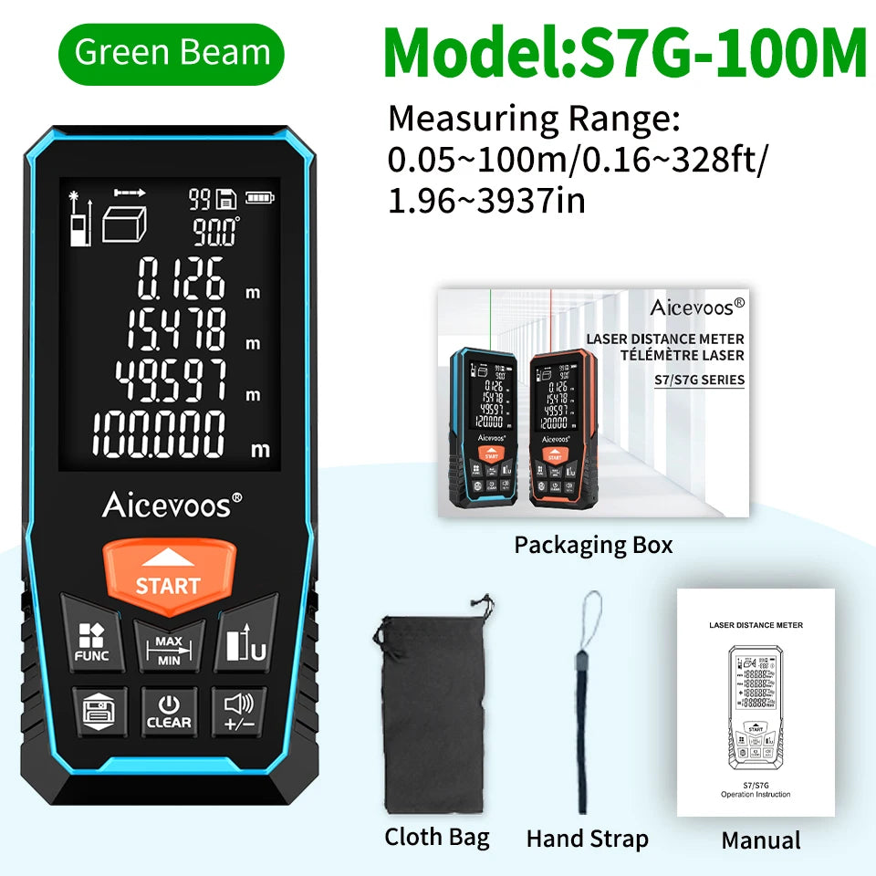 Aicevoos Rechargeable Green Beam Laser Rangefinder | Accurate, CE Certified Green Beam 100M