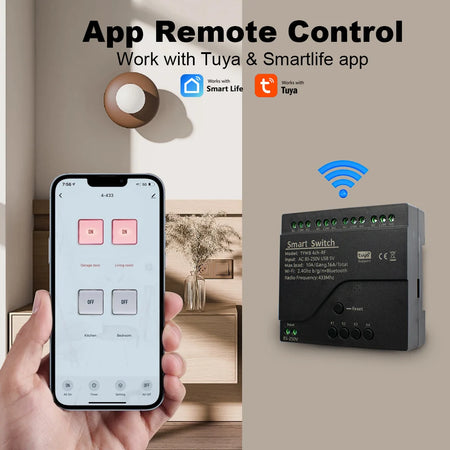 4CH Tuya WiFi Smart Switch with Voice Control and Remote Automation