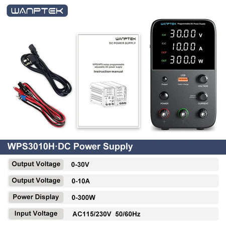 Wanptek 32V 10A Adjustable DC Power Supply with Fast Charging &amp; Memory Function WPS3010H 30V 10A / CHINA / 220V AU Plug