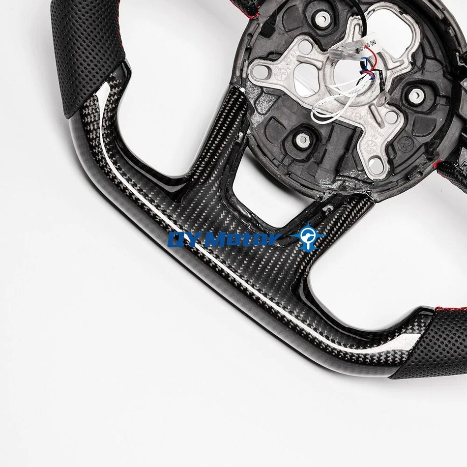 Audi RS3 RS4 RS5 RS7 Karbon Fiber ve Delikli Deri Direksiyon Simidi