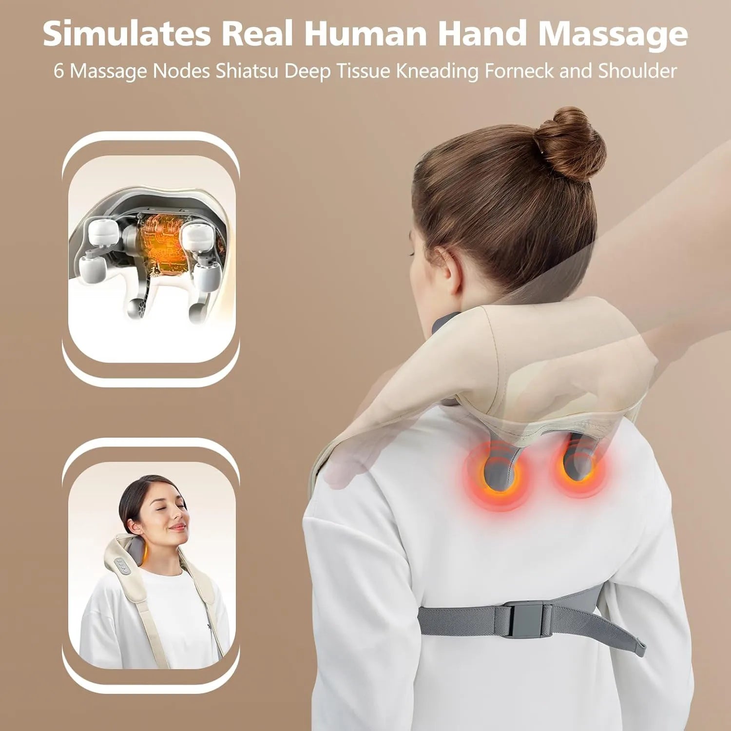 Neck Massager Cordless Shiatsu &ndash; Deep Heat Therapy Pro