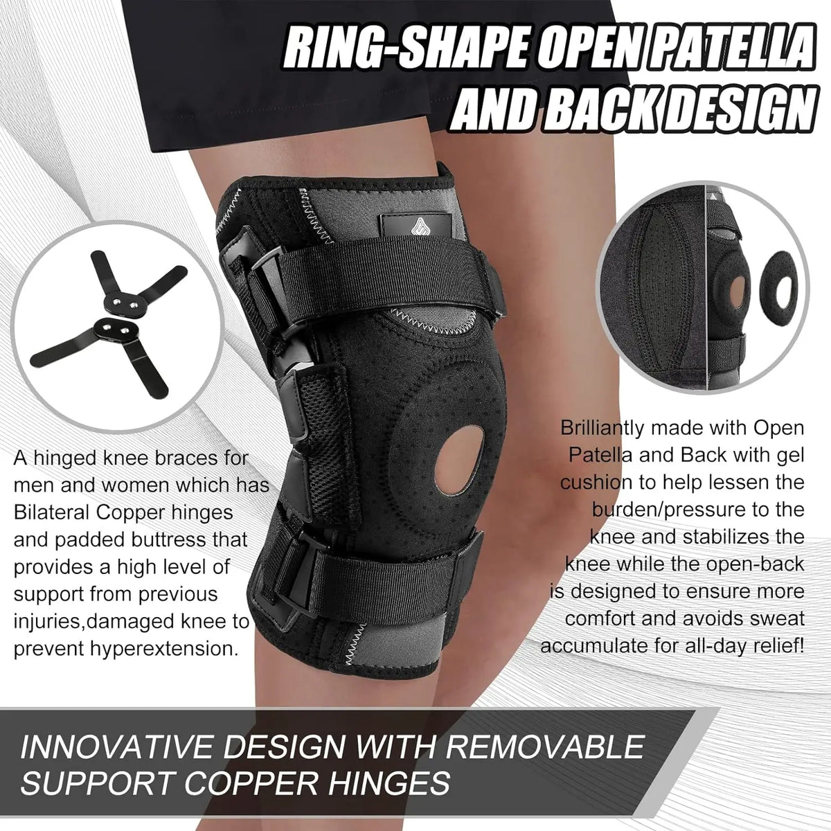 NEENCA Hinged Knee Brace Support for Knee Pain with Side Stabilizers&amp;Gel Pad Arthritis Meniscus Tear Knee Pain Relief, ACL, PCL