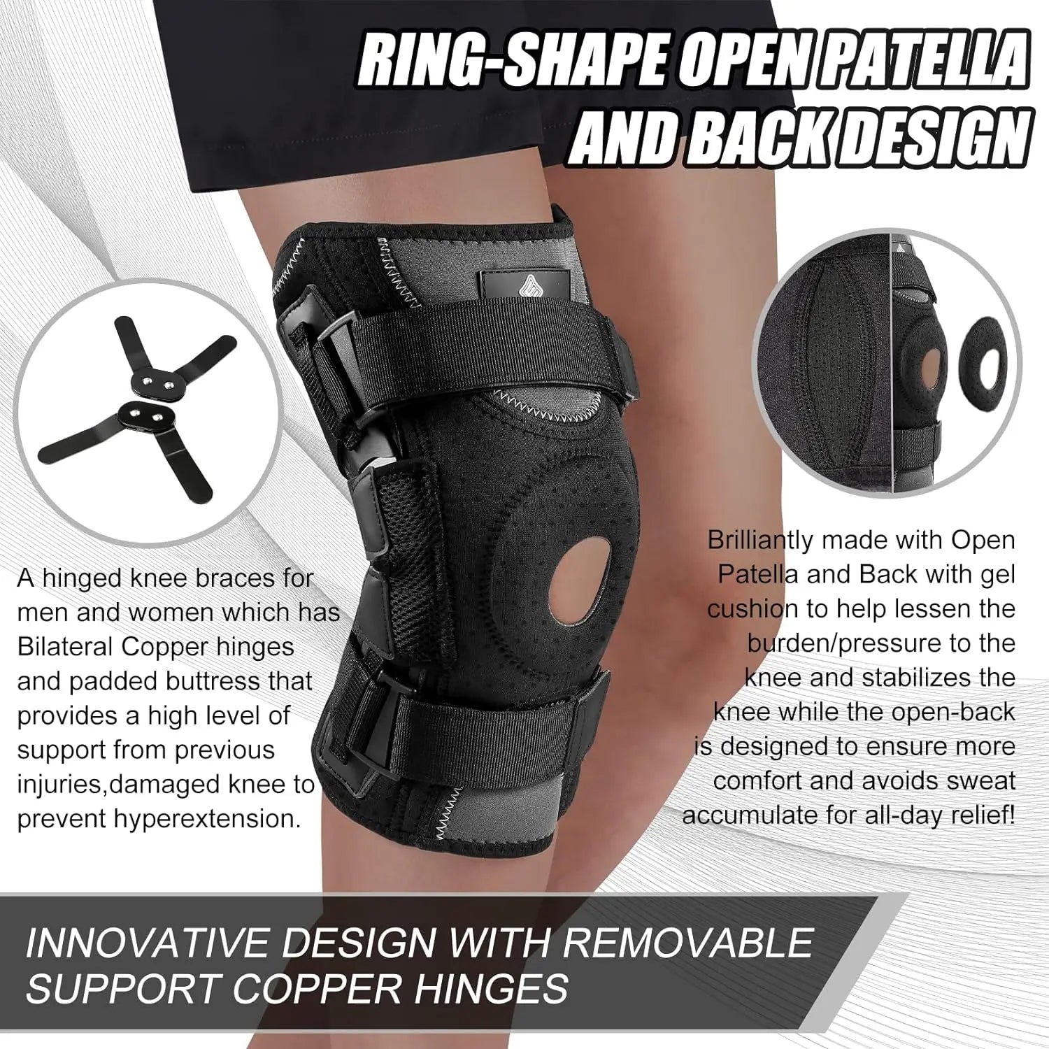 NEENCA Hinged Knee Brace Support for Knee Pain with Side Stabilizers&amp;Gel Pad Arthritis Meniscus Tear Knee Pain Relief, ACL, PCL