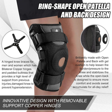 NEENCA Hinged Knee Brace Support for Knee Pain with Side Stabilizers&amp;Gel Pad Arthritis Meniscus Tear Knee Pain Relief, ACL, PCL