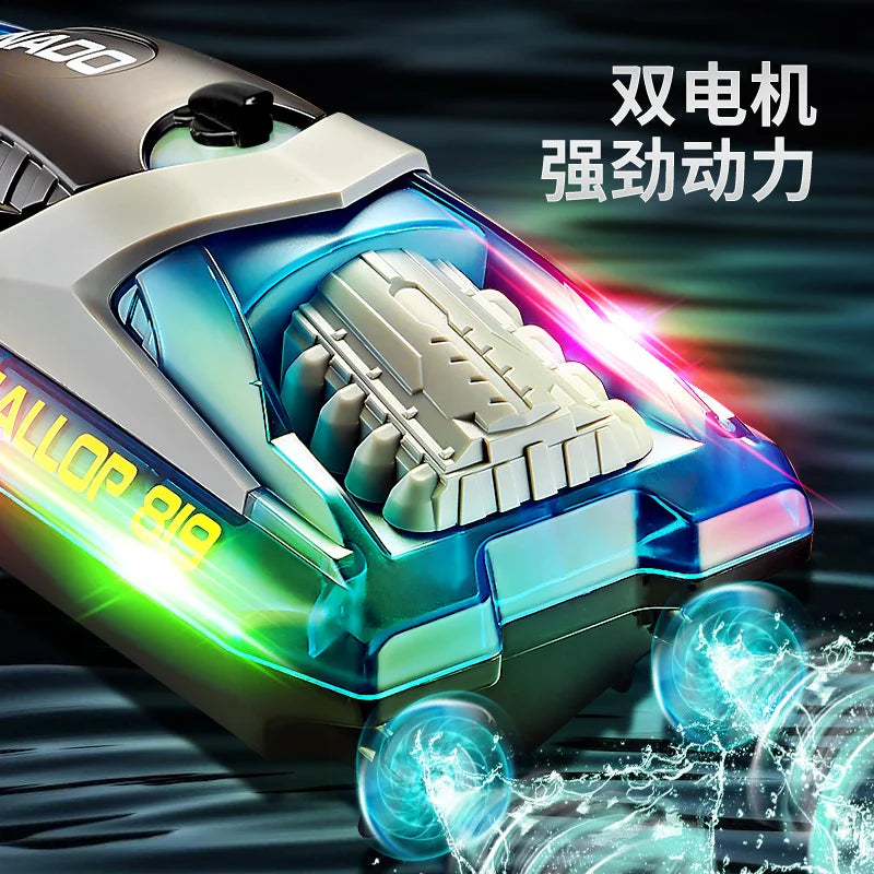HJ819 High-Speed 2.4G Remote Control LED Speedboat for Kids