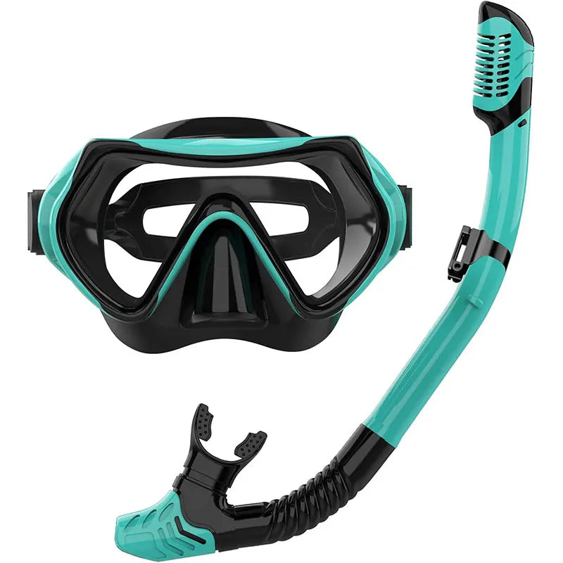 Premium 180&deg; Panoramic Snorkeling Gear with Anti-Fog Dry Top Snorkel green
