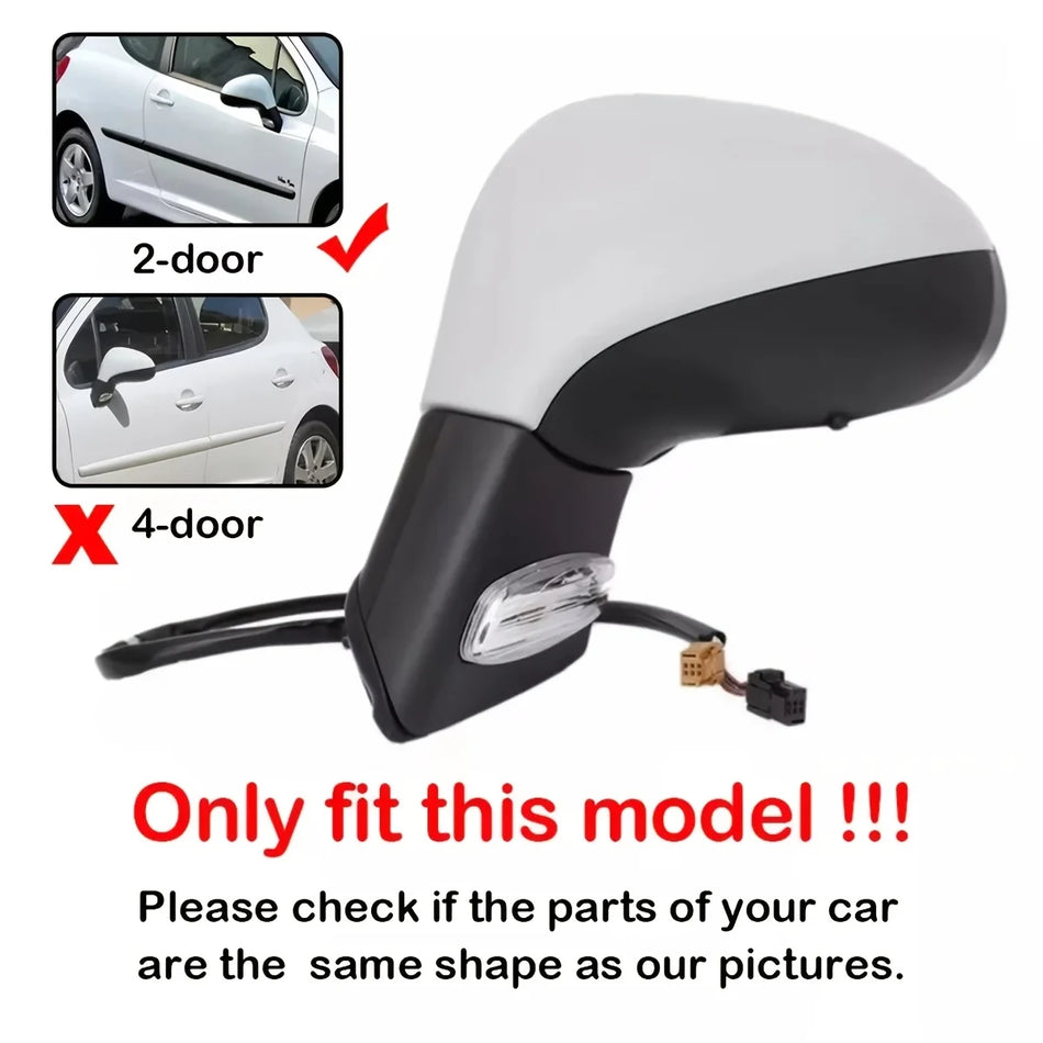 Capas para espelhos retrovisores laterais em carbono ABS preto brilhante para Peugeot 207 308