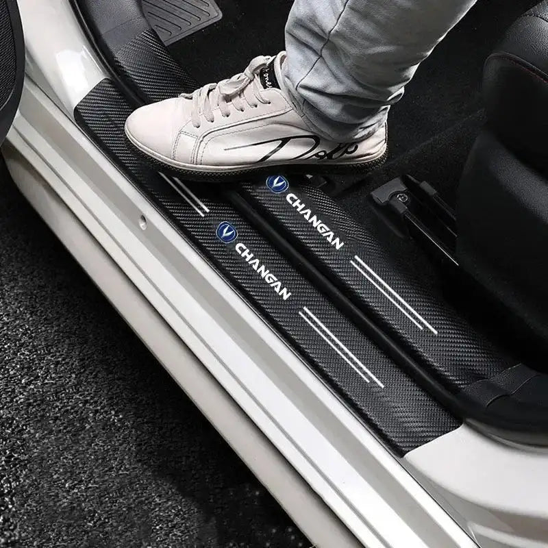 Changan Door Sill Protector Strips Carbon Fiber PU Leather