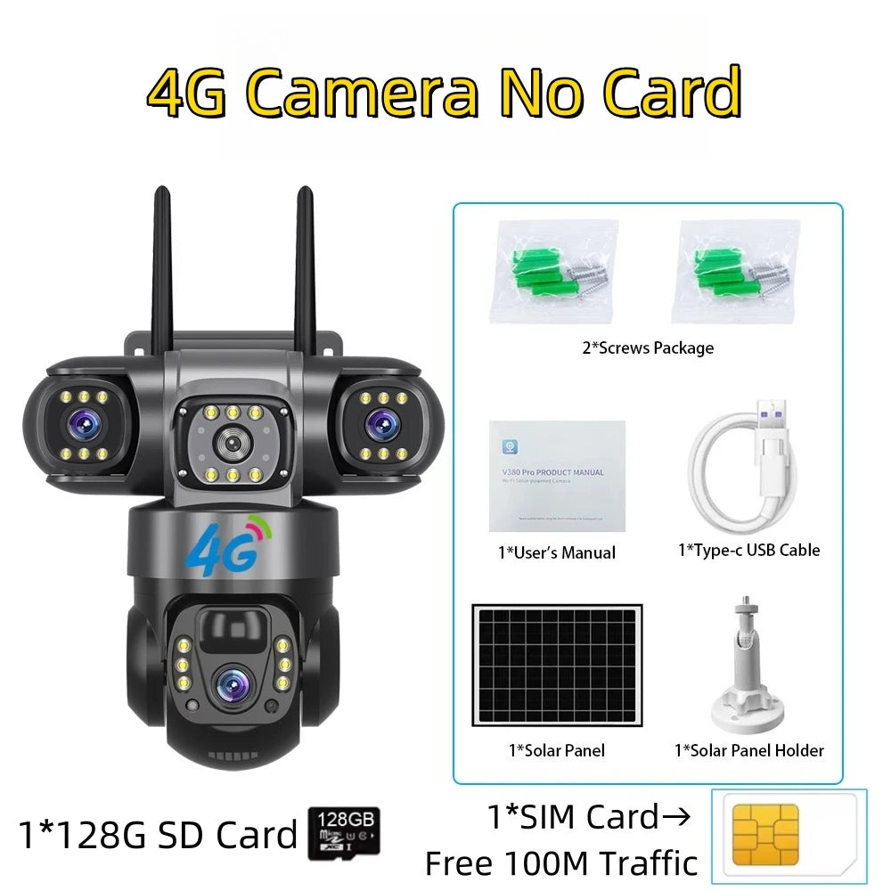 Solar 4G Camera with Sim Card 4G Cam 128G Card