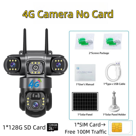 Solar 4G Camera with Sim Card 4G Cam 128G Card
