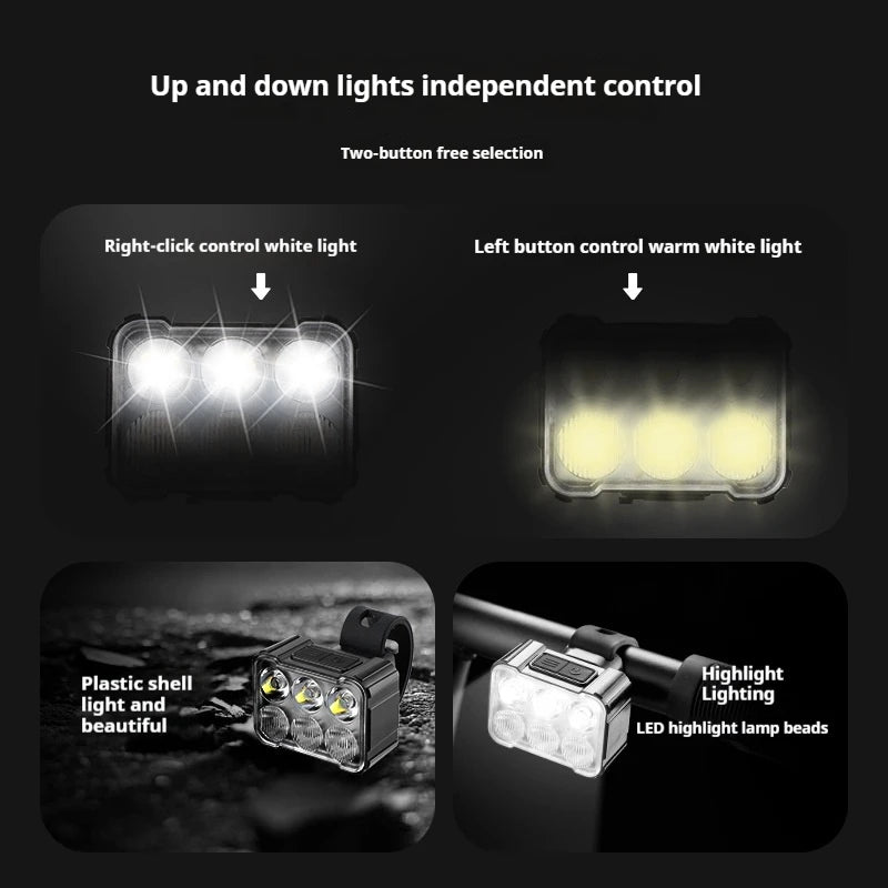 Bicycle Front and Rear Light, IPX5 Waterproof, Plastic Body
