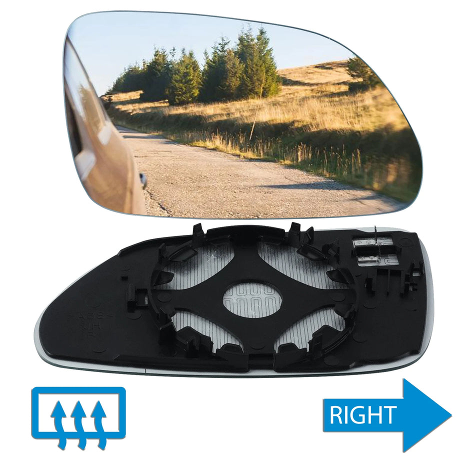 VW Polo 9N Right Side Heated Convex Mirror Glass For Enhanced Visibility