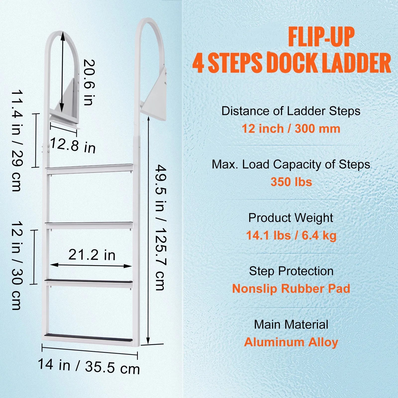 SucceBuy 3/4/5 Steps Flip Up Dock Ladders - Sturdy Boarding 4 Steps / spain