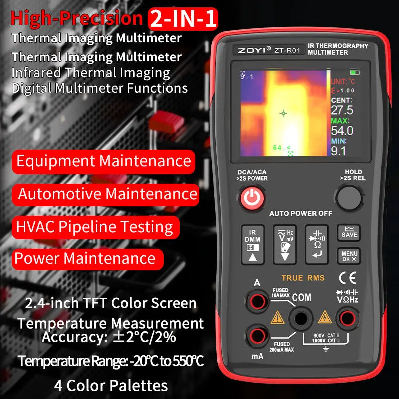 ZOYI ZT-R01 two-in-one infrared thermal imaging multimeter Industrial electric floor heating circuit board maintenance