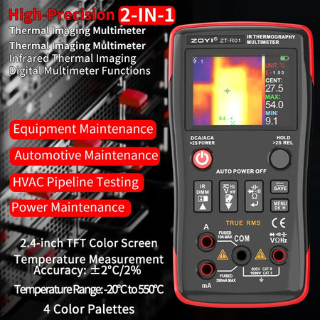 ZOYI ZT-R01 2-in-1 Thermal Imaging Multimeter &ndash; Professional Digital Multimeter with IR Camera