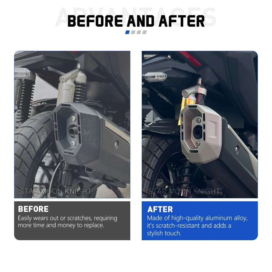 Protecție țeavă de eșapament Honda ADV 350 din oțel inoxidabil, instalare nedistructivă, kit decorativ pentru capacul cozii