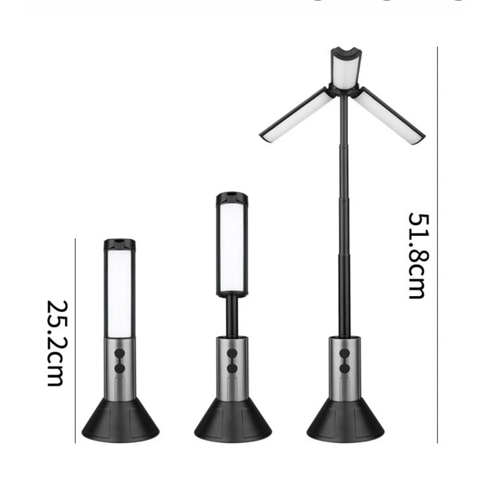 Upgraded Camping LED Telescopic Flashlight &ndash; Versatile Portable Lantern 3000Mah Black