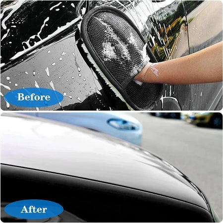 Premium Microfibre Car Cleaning Sponge Gloves for Polishing and Washing