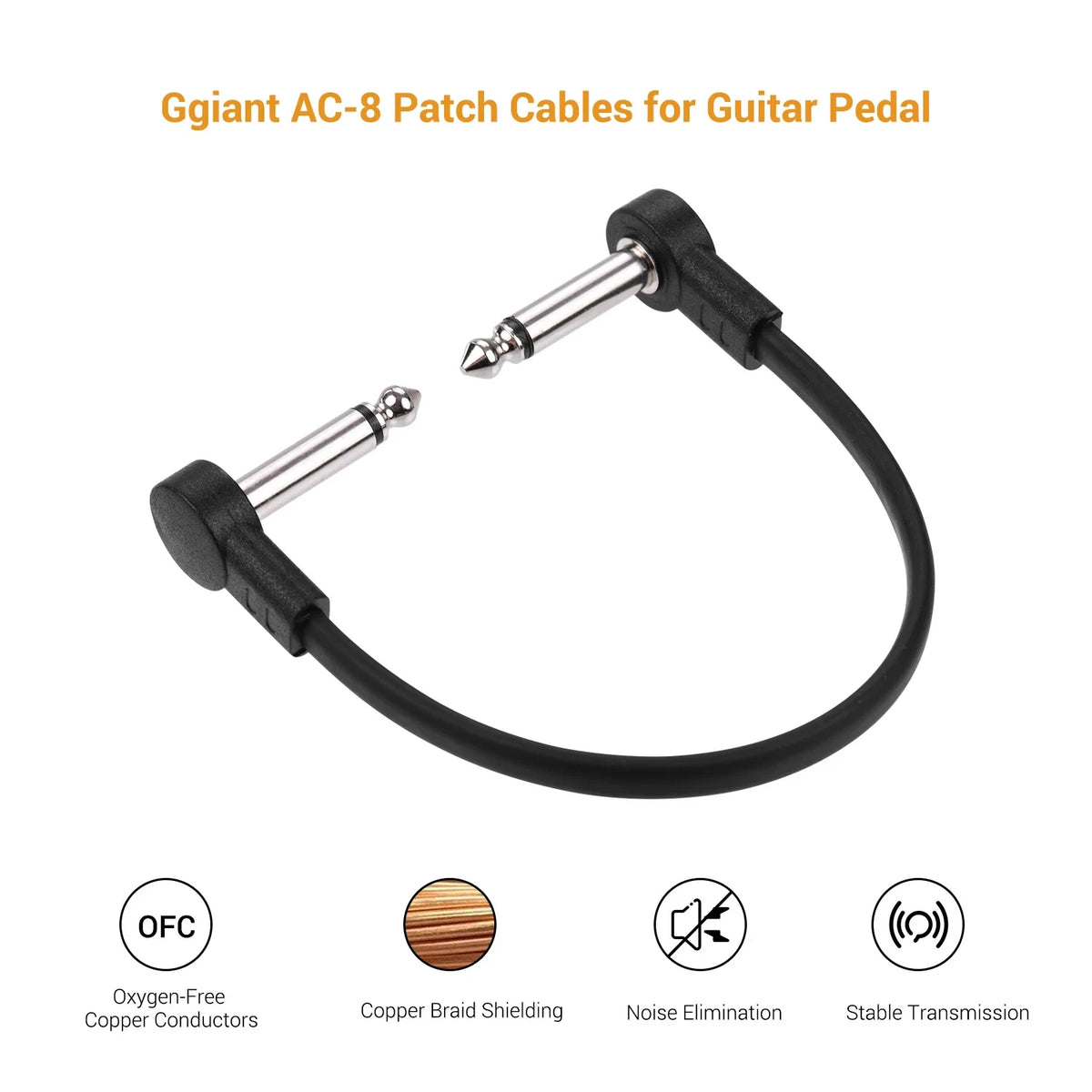 Ggiant AC-8 Patch Cables 6 Inch - Space Saving Flat Design
