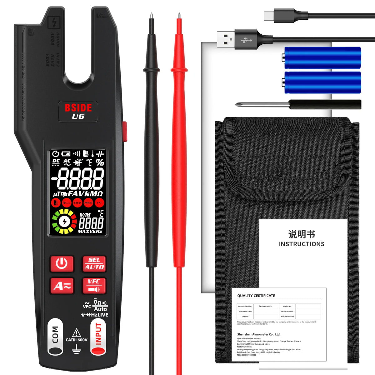 TK HOT BSIDE U6 Clamp Meter &ndash; 600A Auto Digital Multimeter