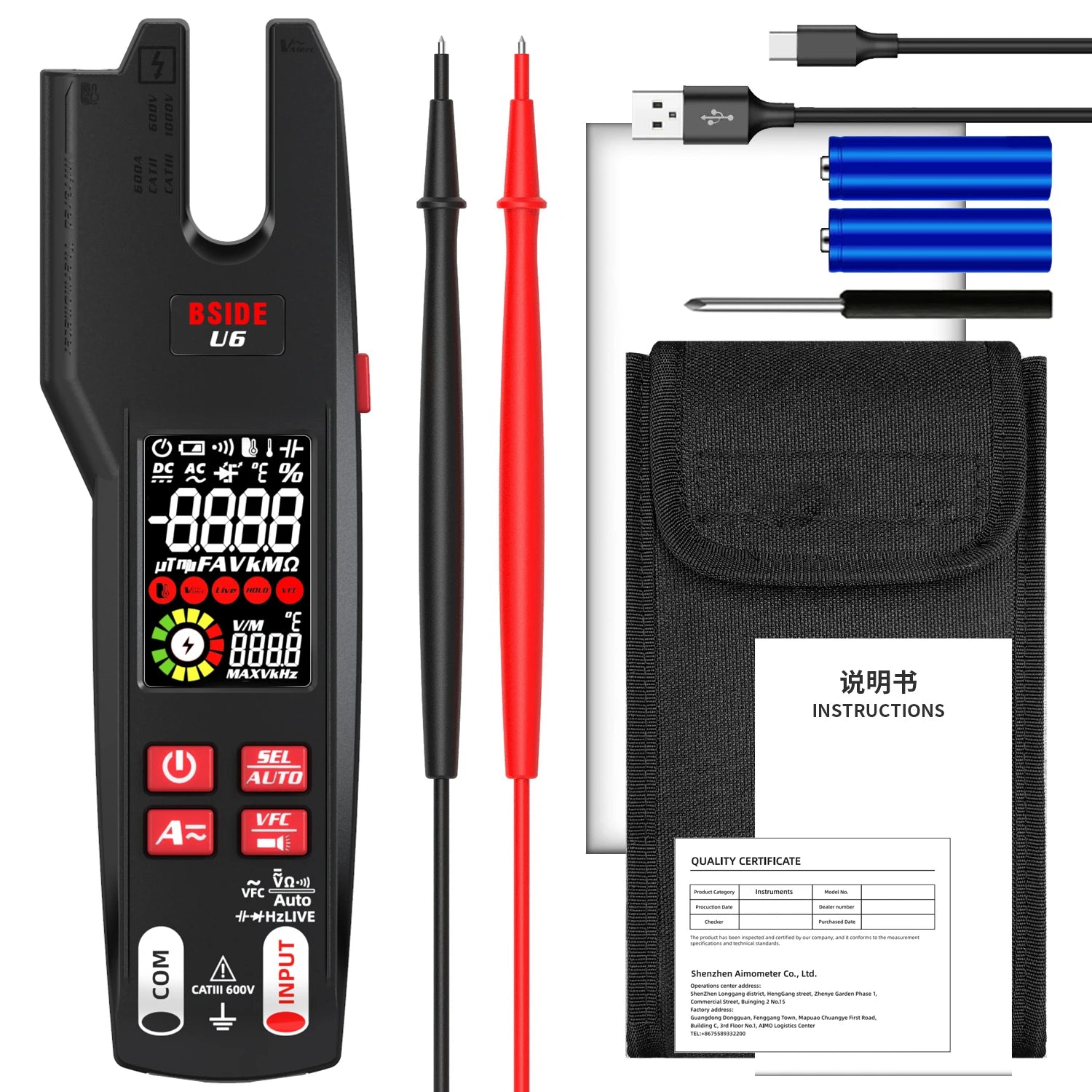 TK HOT BSIDE U6 Clamp Meter &ndash; 600A Auto Digital Multimeter